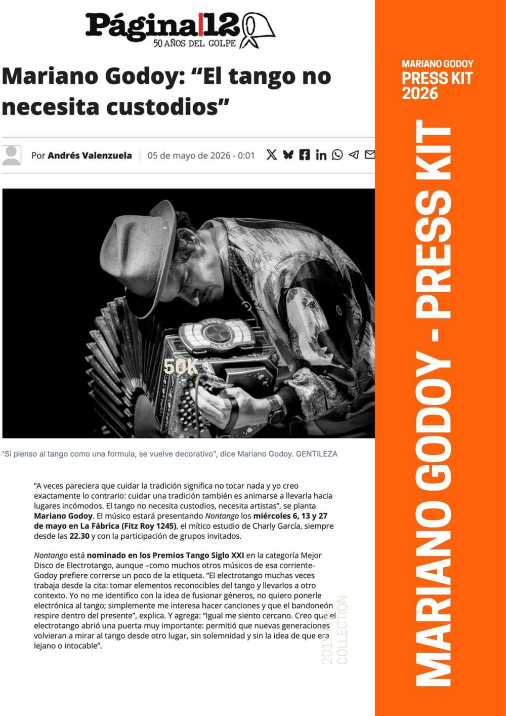 Press kit de Mariano Godoy, página 2